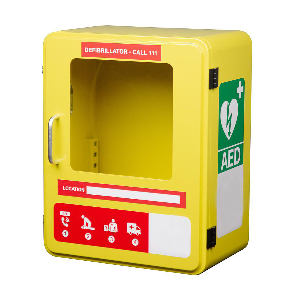 Alarmed outdoor AED cabinet