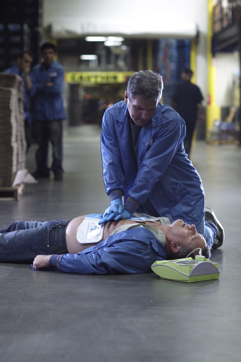 AED in use at a New Zealand workplace