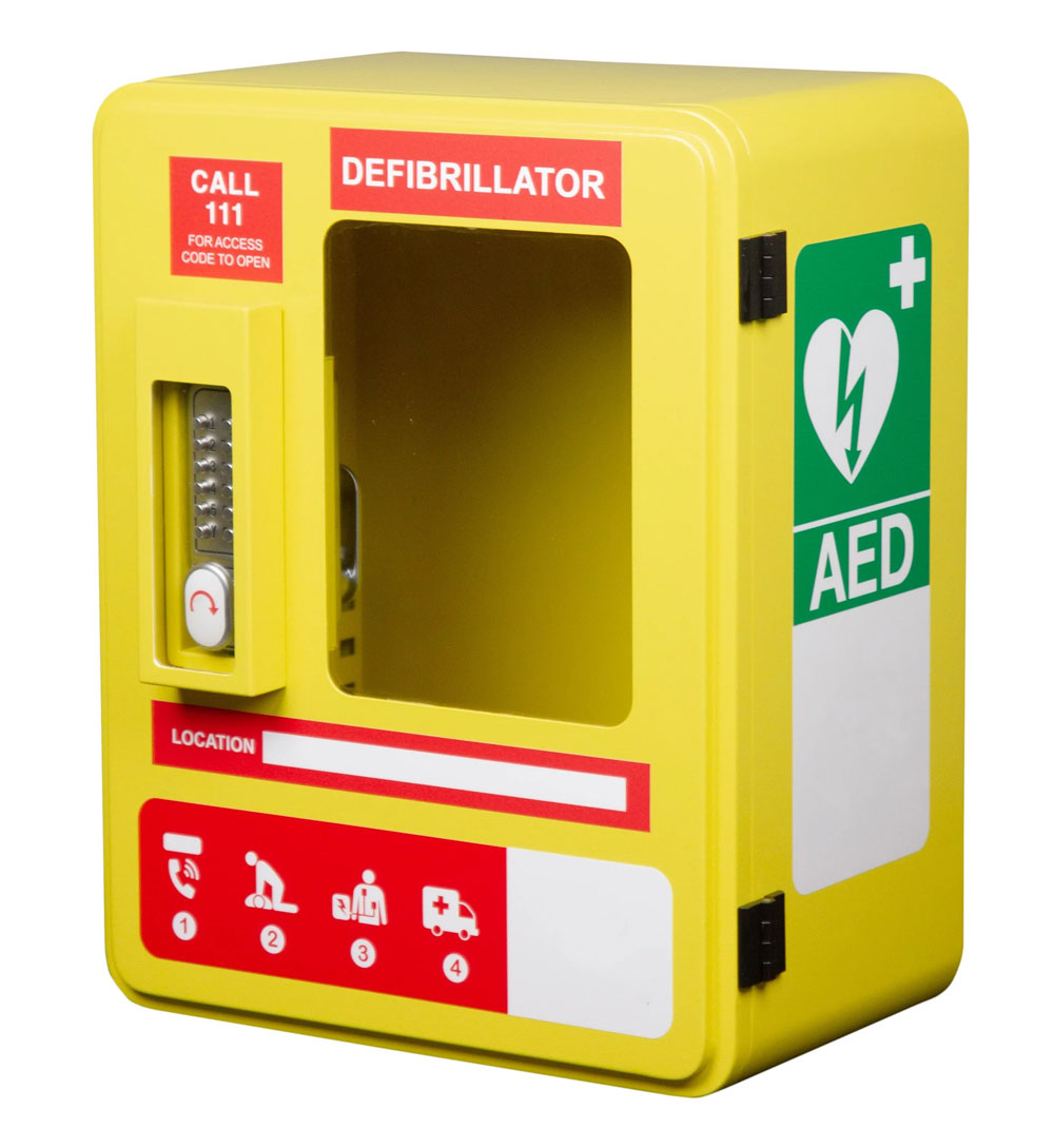 Lockable outdoor AED cabinet installed in New Zealand